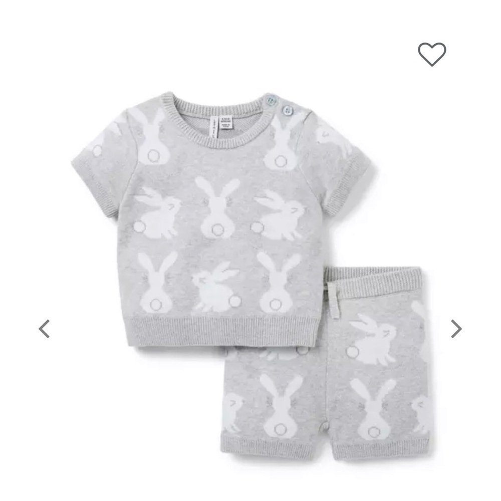 Janie and Jack Gray Bunny Matching Set